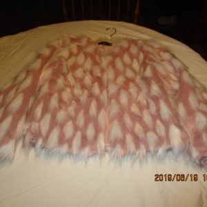 Faux fur pink and white jacket